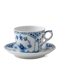 Royal Copenhagen Blue Fluted Half Lace Coffee Cup & Saucer