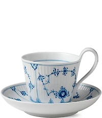 Royal Copenhagen Blue Fluted Plain High Handle Cup and Saucer