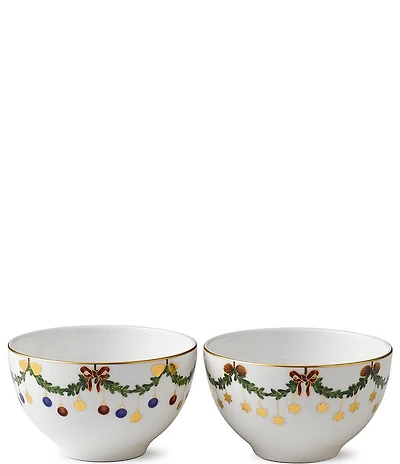 Royal Copenhagen Star Fluted Christmas Chocolate Bowl, Set of 2