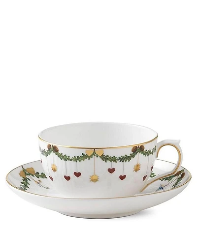 Royal Copenhagen Star Fluted Christmas Teacup and Saucer