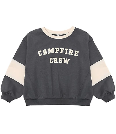 Rylee + Cru Baby Boys Oversized Campfire Crew Applique Sweatshirt