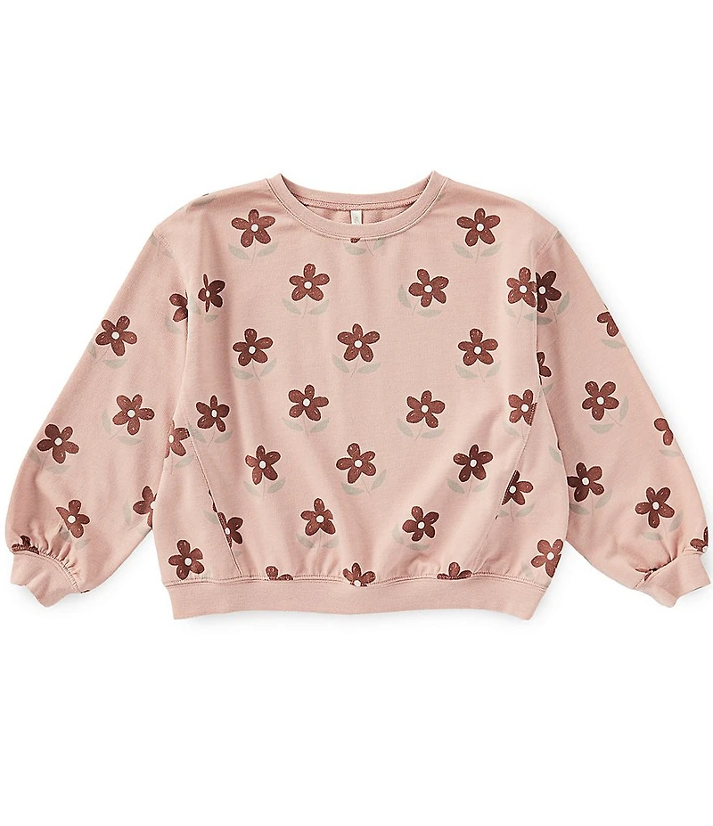 Rylee + Cru Girls Oversized Floral Daisy Sweatshirt