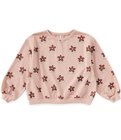 Rylee + Cru Girls Oversized Floral Daisy Sweatshirt
