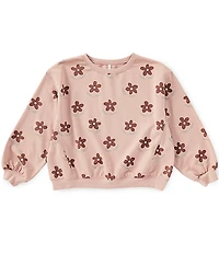 Rylee + Cru Girls Oversized Floral Daisy Sweatshirt