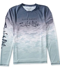 Salt Life Fish Net Fade Long Sleeve AOP Perforated Mesh T-Shirt