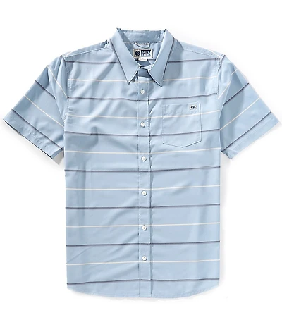 Salty Crew Skipper UV Button Up Short Sleeve Striped Woven Shirt