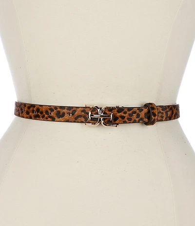 Sam Edelman 30mm Leopard Print EE Logo Belt