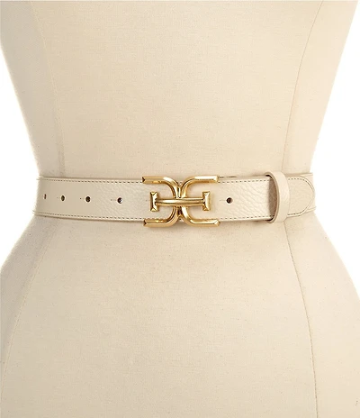 Sam Edelman 30mm Leather Logo Buckle Edge Stitch Belt