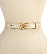 Sam Edelman 30mm Leather Logo Buckle Edge Stitch Belt