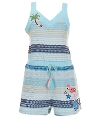 Sara Sara Big Girls Sleeveless Variegated-Stripe Romper