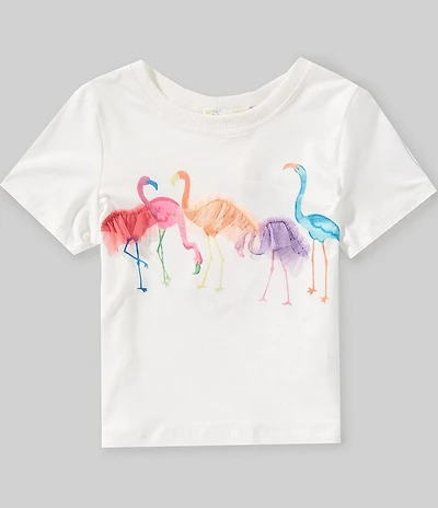 Sara Sara Little Girls Short Sleeve Flamingo Graphic T-Shirt