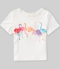 Sara Sara Little Girls Short Sleeve Flamingo Graphic T-Shirt