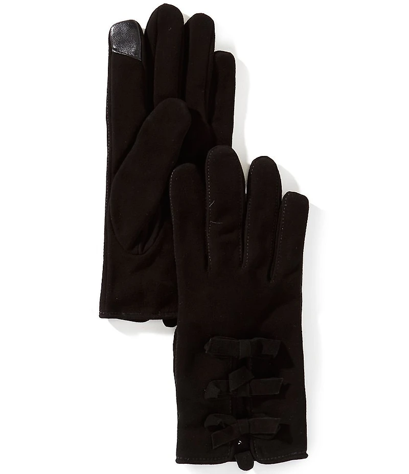 SASSO + SMYTH Women's Suede Bow Traditional Five Finger Gloves