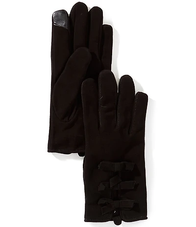 SASSO + SMYTH Women's Suede Bow Traditional Five Finger Gloves