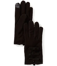 SASSO + SMYTH Women's Suede Bow Traditional Five Finger Gloves