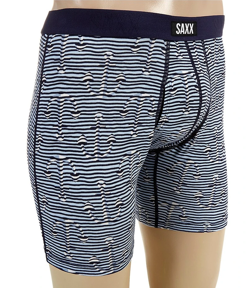 SAXX Vibe Xtra Soft Comfort Anchors/Stripe Printed 6#double; Inseam Boxer Briefs