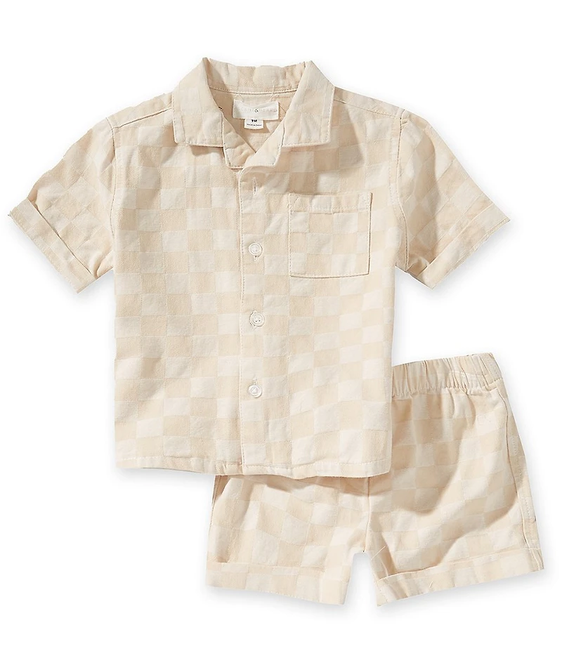 Scene&Heard Baby Boys Checked Camp Shirt & Pull-On Shorts Set