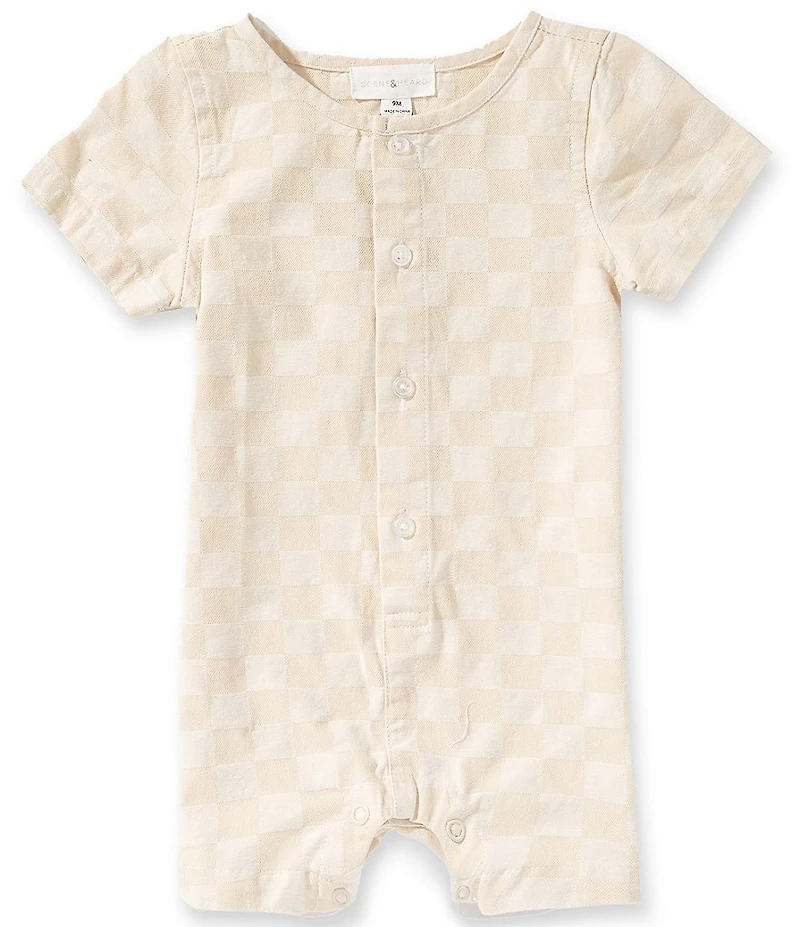 Scene&Heard Baby Boys Checked Short Sleeve Button Front Shortall