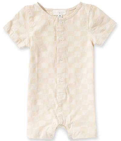 Scene&Heard Baby Boys Checked Short Sleeve Button Front Shortall