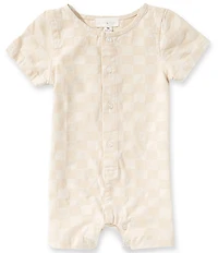 Scene&Heard Baby Boys Checked Short Sleeve Button Front Shortall
