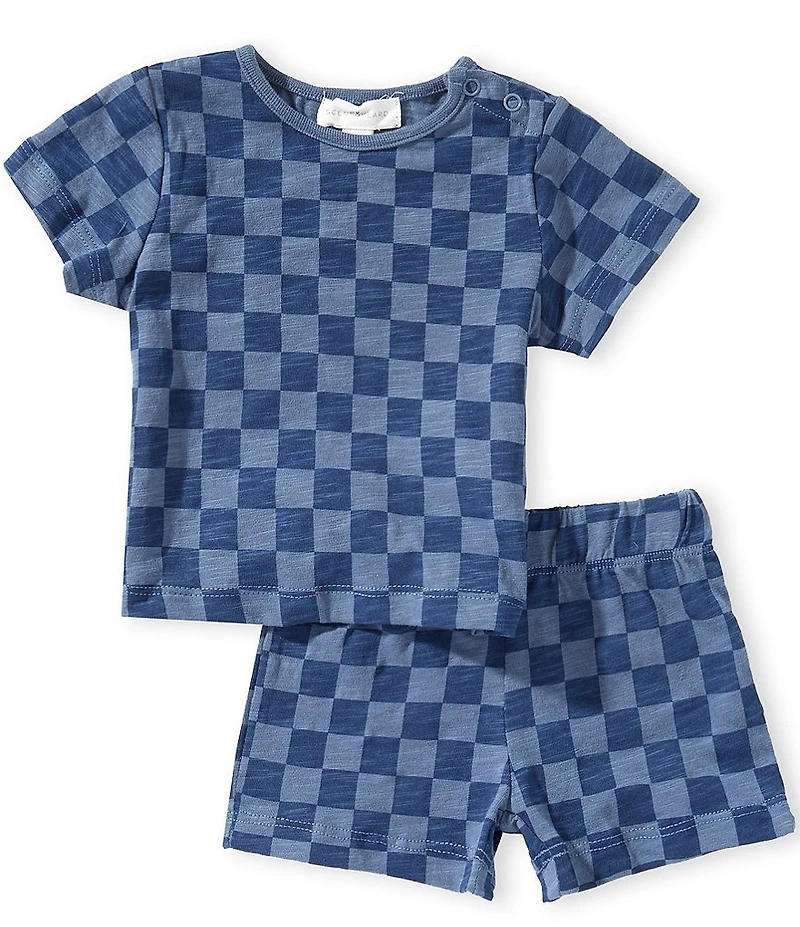 Scene&Heard Baby Boys Checked Tee & Pull-On Shorts Set