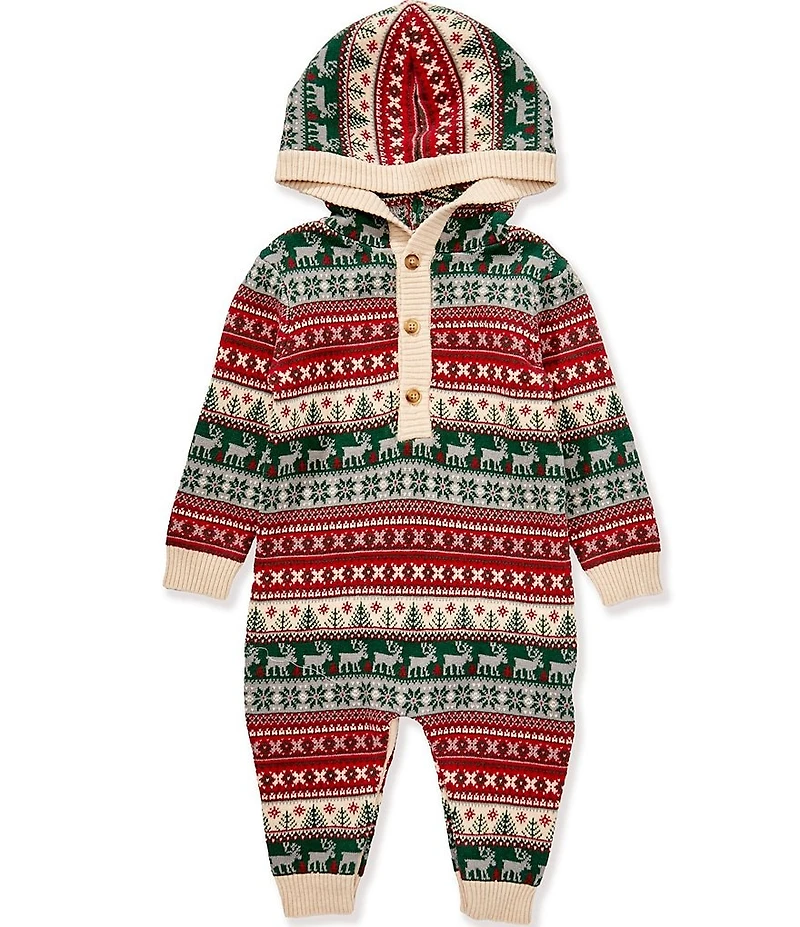 Scene&Heard Baby Boys Hooded Fair Isle Christmas Coverall