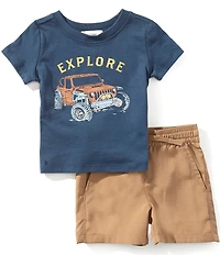 Scene&Heard Baby Boys Knit Explore Tee And Short Set