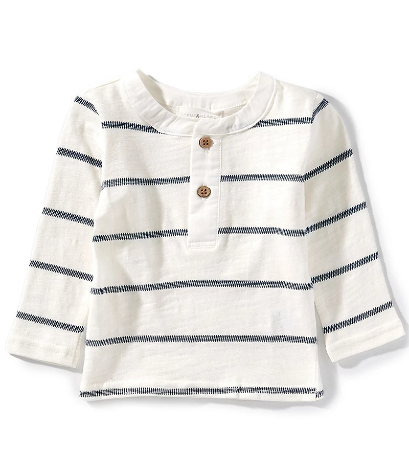 Scene&Heard Baby Boys Long Sleeve Stripe Knit Henley T-Shirt