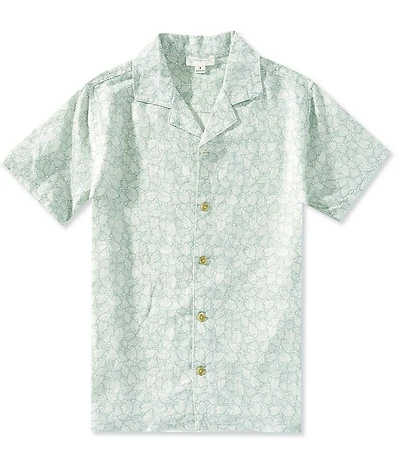 Scene&Heard Big Boys Leaf Print Camp Camp Collar Button Down Short Sleeve Shirt