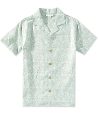 Scene&Heard Big Boys Leaf Print Camp Camp Collar Button Down Short Sleeve Shirt