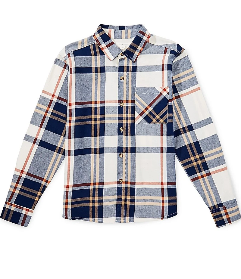 Scene&Heard Big Boys Plaid Long Sleeve Button Front Sportshirt
