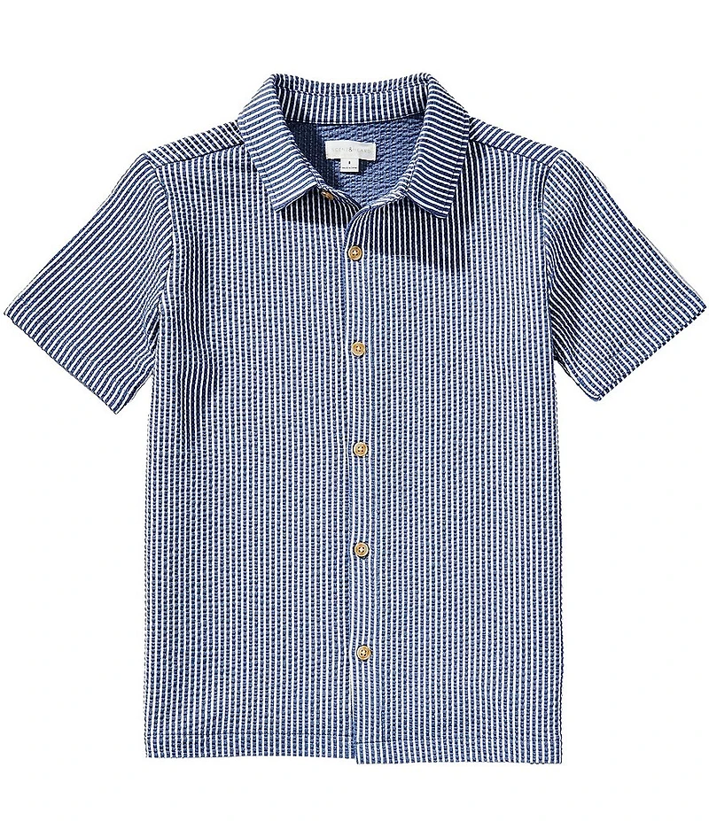 Scene&Heard Big Boys Stripe Camp Button Down Short Sleeve Shirt