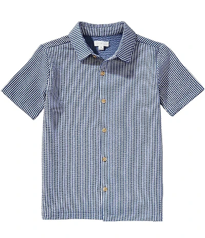 Scene&Heard Big Boys Stripe Camp Button Down Short Sleeve Shirt