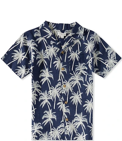 Scene&Heard Big Boys Tropical Print Button Front Short Sleeve Sportshirt