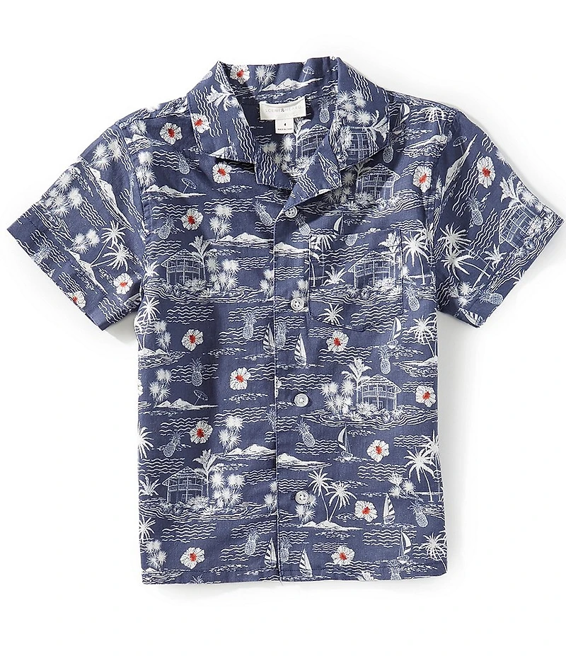 Scene&Heard Little Boys Tropical Scene Woven Button Front Shirt