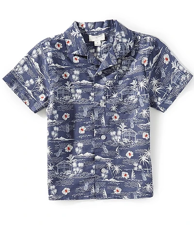 Scene&Heard Little Boys Tropical Scene Woven Button Front Shirt