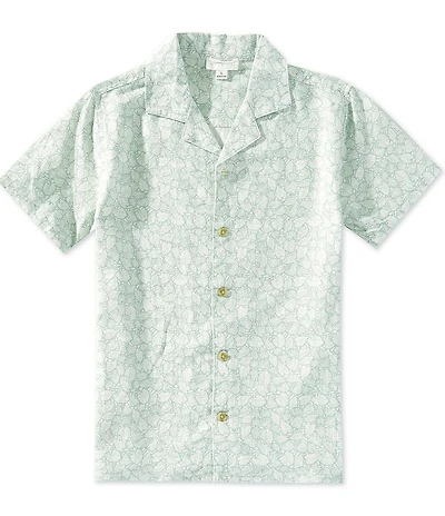 Scene&Heard Little Boys Linen Blend Leaf Print Camp Camp Collar Button Down Short Sleeve Shirt