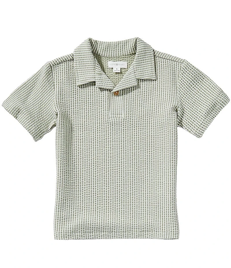 Scene&Heard Little Boys Stripe Camp Collar Short Sleeve Pop Over Shirt