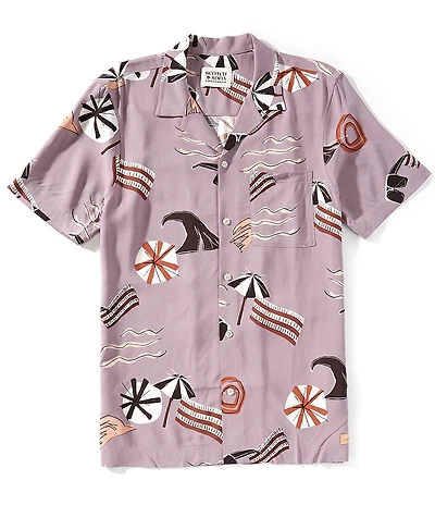 Scotch & Soda Allover Beach Print Short Sleeve Woven Shirt
