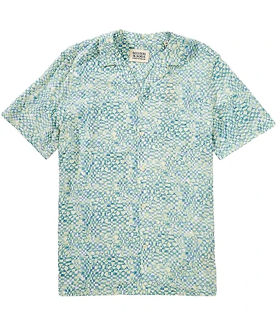 Scotch & Soda Allover Geometric Print Short Sleeve Woven Shirt