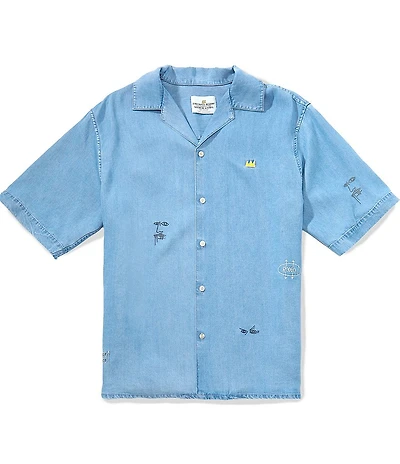 Scotch & Soda Basquiat Indigo Short Sleeve Woven Shirt