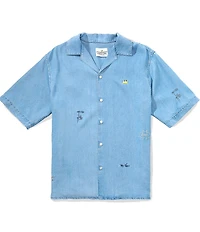 Scotch & Soda Basquiat Indigo Short Sleeve Woven Shirt