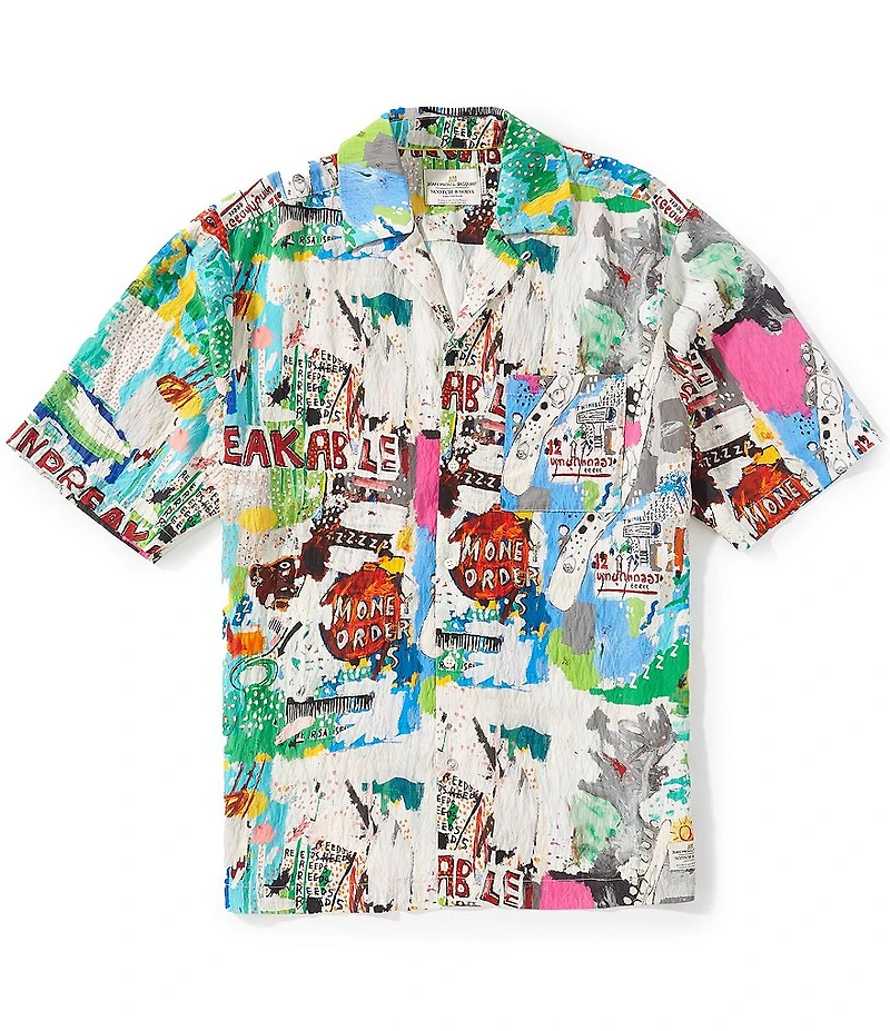 Scotch & Soda Basquiat Print Short Sleeve Woven Camp Shirt