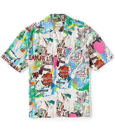 Scotch & Soda Basquiat Print Short Sleeve Woven Camp Shirt