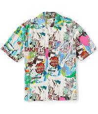 Scotch & Soda Basquiat Print Short Sleeve Woven Camp Shirt