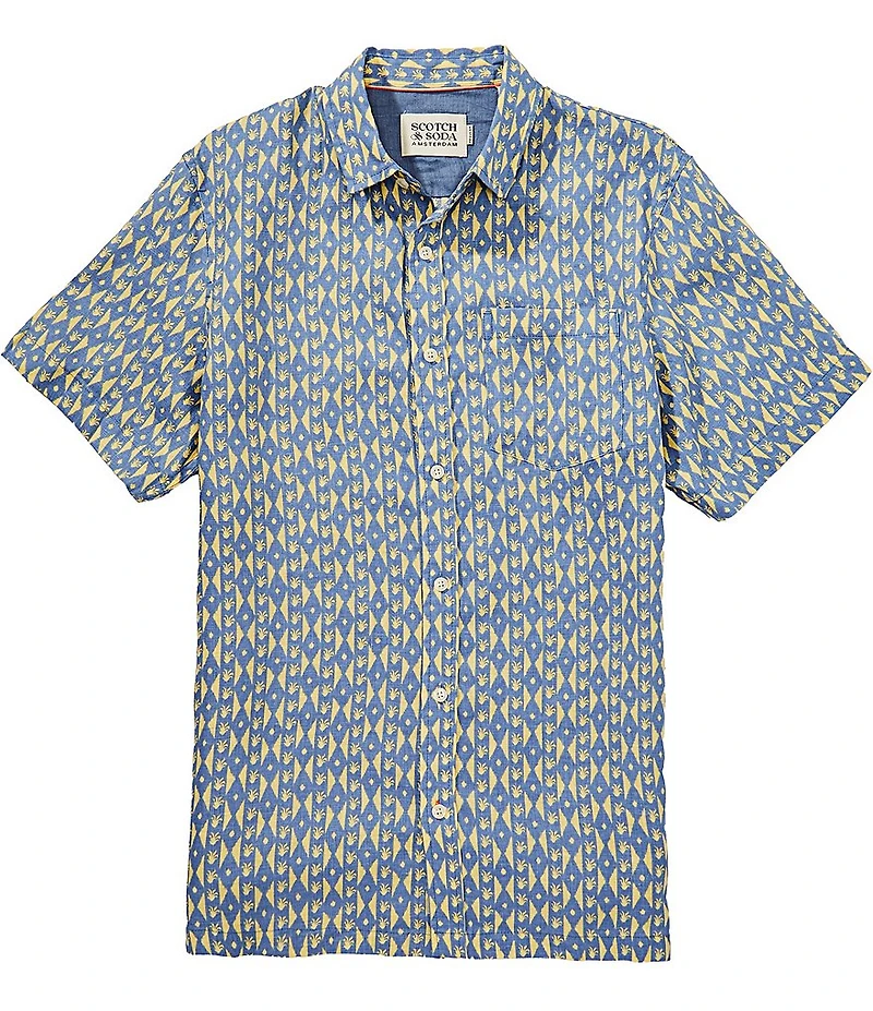 Scotch & Soda Cactus Stripe Infinity Short Sleeve Woven Shirt