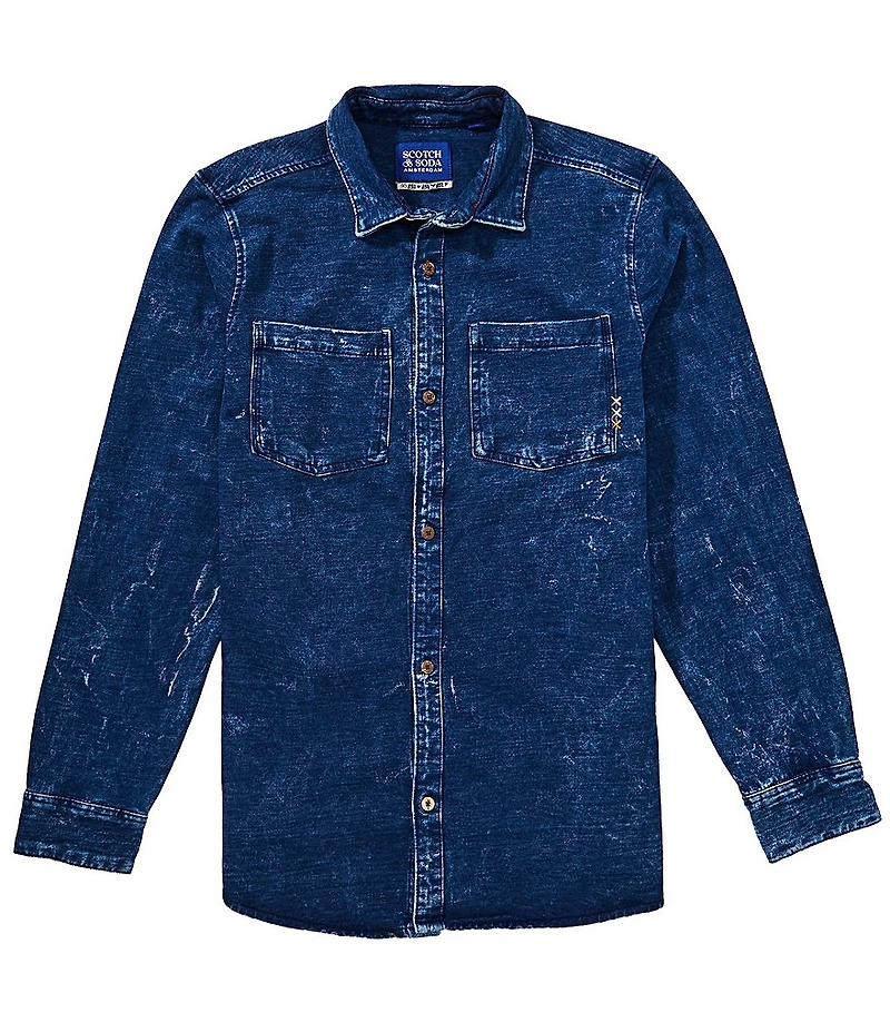 Scotch & Soda Chic Indigo Jersey Long Sleeve Woven Shirt