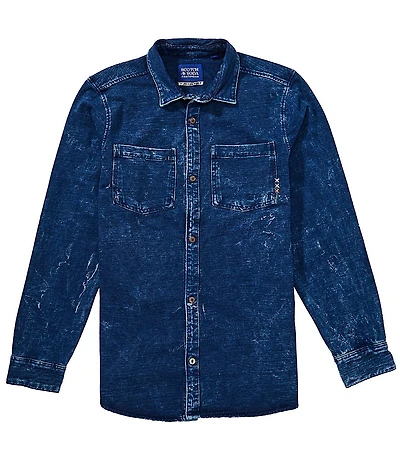 Scotch & Soda Chic Indigo Jersey Long Sleeve Woven Shirt