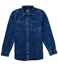 Scotch & Soda Chic Indigo Jersey Long Sleeve Woven Shirt