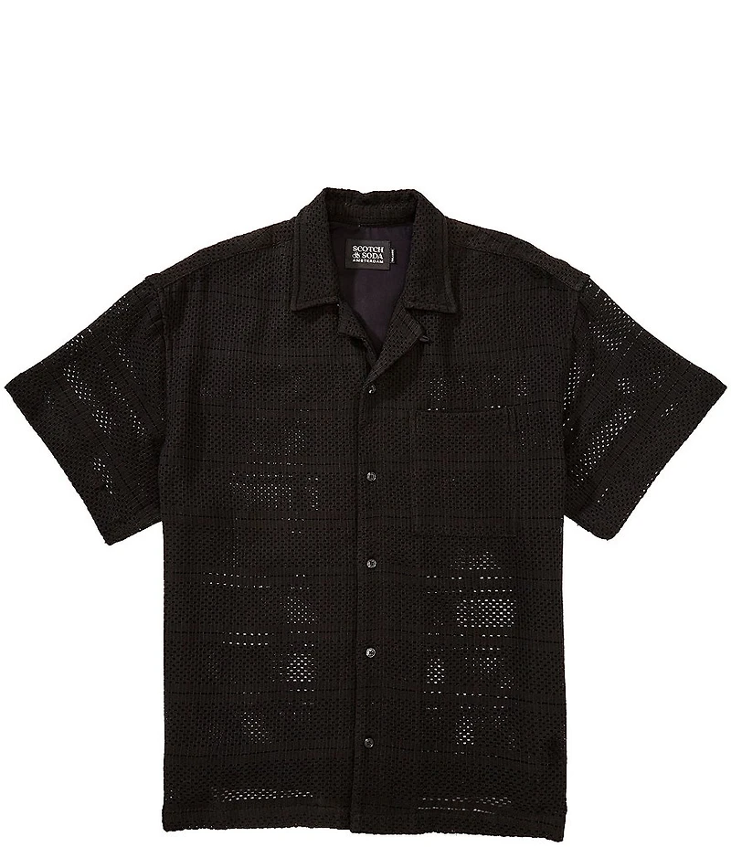 Scotch & Soda Crochet Short Sleeve Woven Camp Shirt